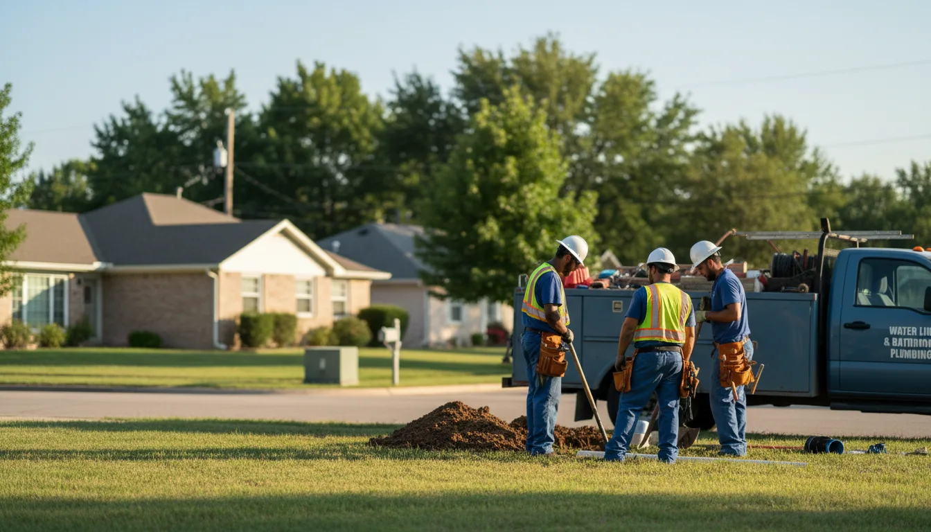 Residential water line and bathroom plumbing service in Saint Louis, OK